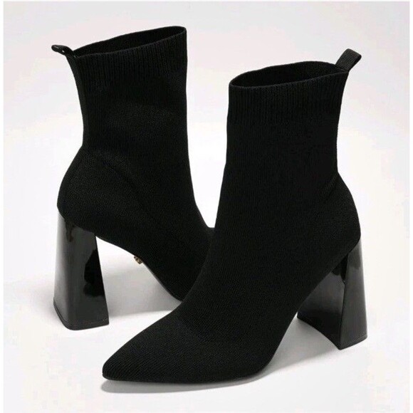NEW Cape Robbin Faina Black Sock Bootie Women’s Size 8.5 Heels Pointy Toe Boots - Picture 6 of 16